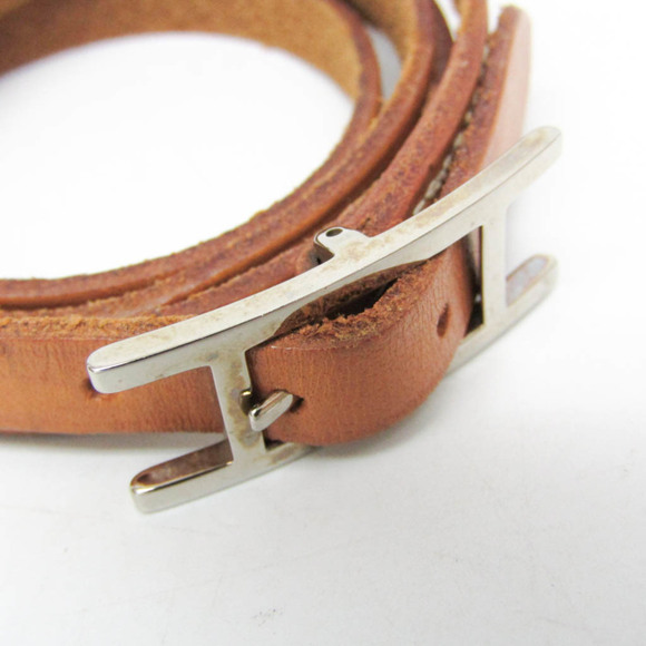 Hermes Hapi Choker Leather,Metal No Stone Bangle Silver,Black